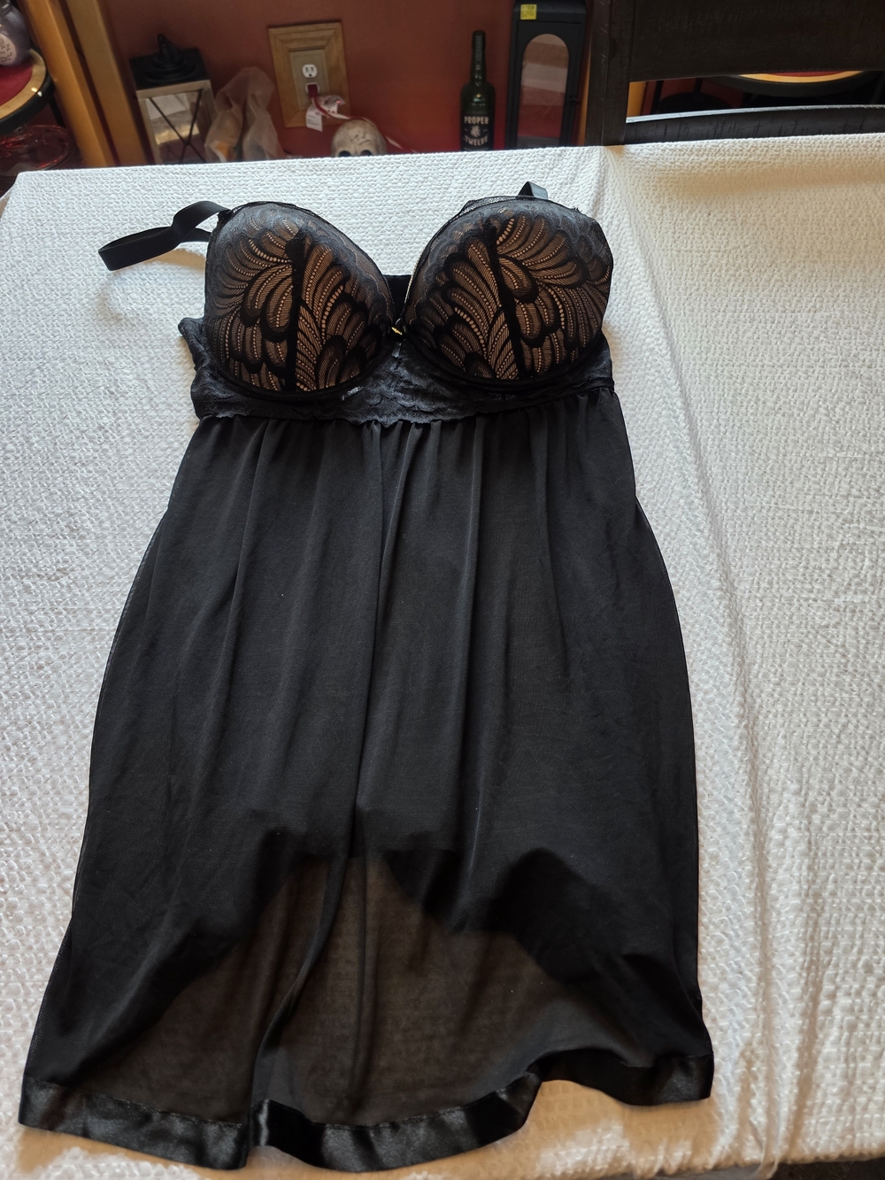 Daisy Fuentes Black Lace-Embellished Chemise 1x